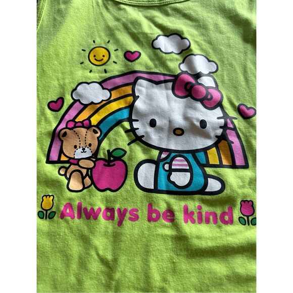 Hello Kitty lime green tank top Be Kind’ sz Large 10-12 NEW - Picture 4 of 5